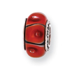 Sterling Silver Reflections Orange Murano Glass Bead