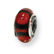 Sterling Silver Reflections Red/Black Murano Glass Bead