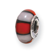 Sterling Silver Reflections Red/White Murano Glass Bead