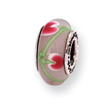 Sterling Silver Reflections Pink/Green Murano Glass Bead