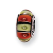 Sterling Silver Reflections Orange,Red/Lt Green Glass Bead