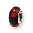 Sterling Silver Reflections Red/Black Murano Glass Bead