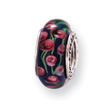 Sterling Silver Reflections Blue Floral Murano Glass Bead
