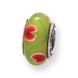 Sterling Silver Reflections Green/Pink Hand-blown Glass Bead