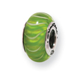 Sterling Silver Reflections Green Hand-blown Glass Bead