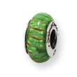 Sterling Silver Reflections Green Hand-blown Glass Bead