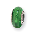 Sterling Silver Reflections Green Hand-blown Glass Bead