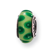 Sterling Silver Reflections Green Hand-blown Glass Bead
