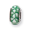 Sterling Silver Reflections Green Floral Hand-blown Glass Bead