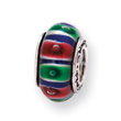 Sterling Silver Reflections Green/Pink Hand-blown Glass Bead