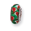 Sterling Silver Reflections Green/Red Hand-blown Glass Bead