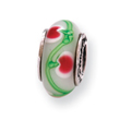 Sterling Silver Reflections White/Pink/Green Hand-blown Glass Bead