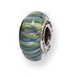 Sterling Silver Reflections Blue/Green Hand-blown Glass Bead