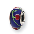 Sterling Silver Reflections Blue/Red Hand-blown Glass Bead