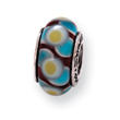 Sterling Silver Reflections Brown/Blue/Yellow Hand-blown Glass