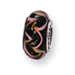 Sterling Silver Reflections Black/Pink Hand-blown Glass Bead