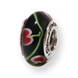 Sterling Silver Reflections Black/Red Hand-blown Glass Bead