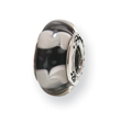 Sterling Silver Reflections Black/White Hand-blown Glass Bead