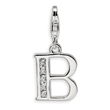 Sterling Silver Cubic Zirconia Letter B With Lobster Clasp Charm