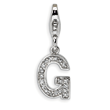 Sterling Silver Cubic Zirconia Letter G With Lobster Clasp Charm