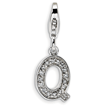 Sterling Silver Cubic Zirconia Letter Q With Lobster Clasp Charm
