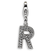 Sterling Silver Cubic Zirconia Letter R With Lobster Clasp Charm