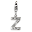 Sterling Silver Cubic Zirconia Letter Z With Lobster Clasp Charm