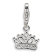 Sterling Silver Cubic Zirconia Crown With Lobster Clasp Charm