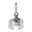 Sterling Silver 3-D Swarovski Crystal Tiara With Lobster Clasp Charm
