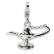Sterling Silver 3-D Enameled Magic Lamp With Lobster Clasp Charm