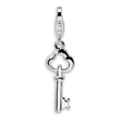 Sterling Silver Polished Skeleton Key With Lobster Clasp Charm