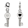 Sterling Silver 3-D Enameled Key With Lobster Clasp Charm