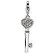 Sterling Silver Heart Top Cubic Zirconia Key With Lobster Clasp Charm