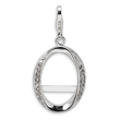 Sterling Silver Cubic Zirconia Oval Photo With Lobster Clasp Charm
