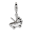 Sterling Silver Baby Carriage With Lobster Clasp Charm