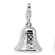 Sterling Silver Polished Movable Bell With Lobster Clasp Charm