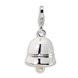 Sterling Silver 3-D Enameled Fresh Water Cultured Pearl White Bell With Lobster Clasp Charm
