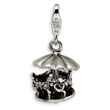 Sterling Silver Antiqued Moveable Carousel With Lobster Clasp Charm