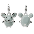 Sterling Silver 3-D Enameled Grey Mouse With Lobster Clasp Charm