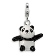 Sterling Silver 3-D Enameled Panda With Lobster Clasp Charm