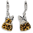 Sterling Silver Cubic Zirconia Black & Yellow Enameled Overall With Lobster Clasp Charm