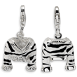 Sterling Silver Cubic Zirconia Polished Enamel Zebra Jacket With Lobster Clasp Charm