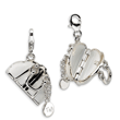 Sterling Silver 3-D Enameled Opening Hand Bag With Lobster Clasp Charm