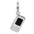 Sterling Silver 3-D Enameled Cell Phone With Lobster Clasp Charm