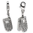 Sterling Silver Flip Cell Phone Cubic Zirconia With Lobster Clasp Charm
