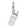 Sterling Silver Polished Cell Phone With Lobster Clasp Charm