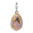 Sterling Silver 3-D Enameled Gold-plated Pink Egg With Lobster Clasp Charm