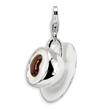 Sterling Silver 3-D Enameled Cappuccino With Lobster Clasp Charm