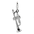 Sterling Silver Polished Trombone With Lobster Clasp Charm