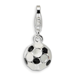 Sterling Silver Enamel Miniature Soccer Ball With Fancy Lobster With Lobster Clasp Charm